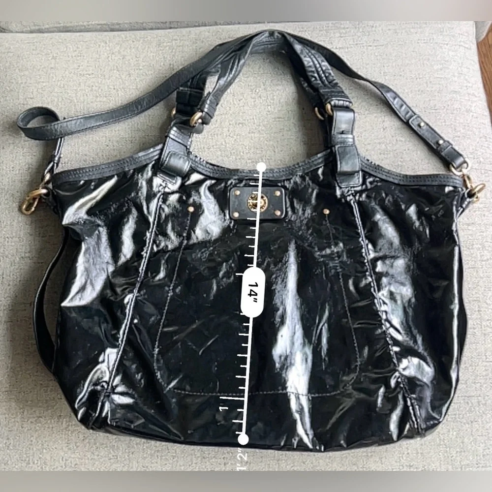 Marc By Marc Jacobs Black Patent Leather Hobo Bag